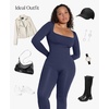 image:imagePopilush Long Sleeve Jumpsuits for Women Square Neck Wide Leg Jumpsuit Built in BraBlue