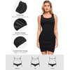 image:imagePopilush Mini Dresses for Women UNeck Shapewear Tummy Control Bodycon Ruched Dress Party Club Date Night Going OutBlack