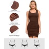 image:imagePopilush Mini Dresses for Women UNeck Shapewear Tummy Control Bodycon Ruched Dress Party Club Date Night Going OutBrown