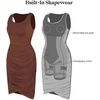 image:imagePopilush Mini Dresses for Women UNeck Shapewear Tummy Control Bodycon Ruched Dress Party Club Date Night Going OutBrown