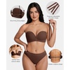 image:imagePopilush Strapless Bras for Women Push Up Bra Non Slip Wireless Supportive Padded Bras Seamless Comfortable Tube BraBrown