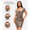 image:imagePopilush Women Off Shoulder Cocktail Dress with Builtin Bra Shapewear Ruched Metallic Mini Bodycon DressBrown