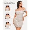 image:imagePopilush Women Off Shoulder Cocktail Dress with Builtin Bra Shapewear Ruched Metallic Mini Bodycon DressWhite