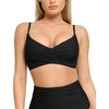 image:imagePopilush Bikini Tops for Women  Twist Front V Neck Push Up Padded Swim Top with Adjustable Straps Beach SwimwearBlack