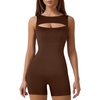 image:imagePopilush Seamless Romper for Women Built in Bra Yoga Athletic Backless JumpsuitBrown
