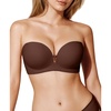 image:imagePopilush Strapless Bras for Women Push Up Bra Non Slip Wireless Supportive Padded Bras Seamless Comfortable Tube BraBrown