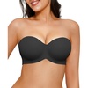 image:imagePopilush Strapless Push Up Minimizer Bras for Women Bandeau Support Unlined Bra No Padding Underwire Everyday Bras Tube TopBlack