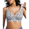 image:imagePopilush Wireless Bras Women Seamless No Underwire Push Up Bra Supportive Deep V Bralette Everyday Comfortable TShirt BraSnakeprint Black