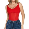 image:imagePopilush Women Mesh Shapewear Bodysuit Tummy Control Going Out Corset Tops Built in Bra Body SuitsRed