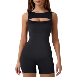 image:imagePopilush Seamless Romper for Women Built in Bra Yoga Athletic Backless JumpsuitBlack