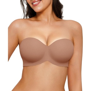 image:imagePopilush Strapless Push Up Minimizer Bras for Women Bandeau Support Unlined Bra No Padding Underwire Everyday Bras Tube TopBrown
