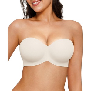 image:imagePopilush Strapless Push Up Minimizer Bras for Women Bandeau Support Unlined Bra No Padding Underwire Everyday Bras Tube TopIvory