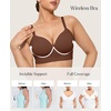 image:imagePopilush Bras for Women No Underwire Seamless Wireless Support Bra Full Coverage Comfort T Shirt BraletteBrown
