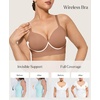 image:imagePopilush Bras for Women No Underwire Seamless Wireless Support Bra Full Coverage Comfort T Shirt BraletteCoffee