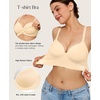 image:imagePopilush Bras for Women No Underwire Seamless Wireless Support Bra Full Coverage Comfort T Shirt BraletteNude