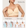 image:imagePopilush Bras for Women No Underwire Seamless Wireless Support Bra Full Coverage Comfort T Shirt BraletteNude