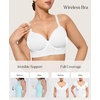 image:imagePopilush Bras for Women No Underwire Seamless Wireless Support Bra Full Coverage Comfort T Shirt BraletteWhite