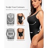 image:imagePopilush Faux Leather Shapewear Bodysuit Lace Body Suits for Womens Tummy Control Corset Tops Thong Body ShaperBlack