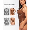 image:imagePopilush Faux Leather Shapewear Bodysuit Lace Body Suits for Womens Tummy Control Corset Tops Thong Body ShaperBrown