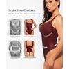 image:imagePopilush Faux Leather Shapewear Bodysuit Lace Body Suits for Womens Tummy Control Corset Tops Thong Body ShaperDark Red