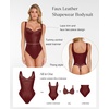 image:imagePopilush Faux Leather Shapewear Bodysuit Lace Body Suits for Womens Tummy Control Corset Tops Thong Body ShaperDark Red