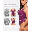 image:imagePopilush Faux Leather Shapewear Bodysuit Lace Body Suits for Womens Tummy Control Corset Tops Thong Body ShaperPurple