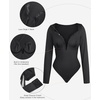 image:imagePopilush Long Sleeve Bodysuit for Women Lace Shapewear Body Suits Deep V Tummy Control Corset Trendy Going Out TopsBlack