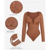 image:imagePopilush Long Sleeve Bodysuit for Women Lace Shapewear Body Suits Deep V Tummy Control Corset Trendy Going Out TopsBrown