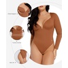 image:imagePopilush Long Sleeve Bodysuit for Women Lace Shapewear Body Suits Deep V Tummy Control Corset Trendy Going Out TopsBrown