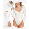 image:imagePopilush Long Sleeve Bodysuit for Women Lace Shapewear Body Suits Deep V Tummy Control Corset Trendy Going Out TopsWhite