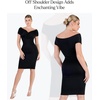image:imagePopilush Womens Shapewear Midi Dress Off Shoulder Wrap V Neck Formal Wedding Guest Cocktail Dresses Bodycon Evening GownsBlack