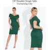 image:imagePopilush Womens Shapewear Midi Dress Off Shoulder Wrap V Neck Formal Wedding Guest Cocktail Dresses Bodycon Evening GownsGreen