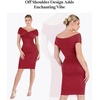 image:imagePopilush Womens Shapewear Midi Dress Off Shoulder Wrap V Neck Formal Wedding Guest Cocktail Dresses Bodycon Evening GownsWine Red