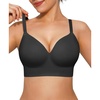 image:imagePopilush Bras for Women No Underwire Seamless Wireless Support Bra Full Coverage Comfort T Shirt BraletteBlack