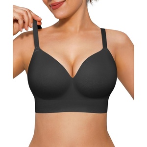 image:imagePopilush Bras for Women No Underwire Seamless Wireless Support Bra Full Coverage Comfort T Shirt BraletteBlack
