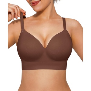 image:imagePopilush Bras for Women No Underwire Seamless Wireless Support Bra Full Coverage Comfort T Shirt BraletteBrown