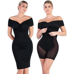 image:imagePopilush Womens Shapewear Midi Dress Off Shoulder Wrap V Neck Formal Wedding Guest Cocktail Dresses Bodycon Evening GownsBlack Midi Dress