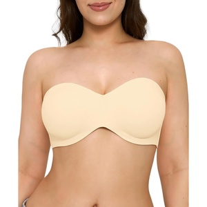image:imagePopilush Womens Unlined Strapless Bra Minimizer Underwire No Padding AntiSlip Bandeau Bra Light Support Everyday BrasBeige  Unlined