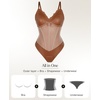 image:imagePopilush Body Suits for Womens Faux Leather Lace V Neck Shapewear Tummy Control Sleeveless Thong Corset BodysuitsBrown