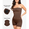 image:imagePopilush Shapewear Romper Tube Jumpsuit  Strapless Yoga Jumpsuit for Women Built in Bra Bodysuit Short SummerBrown