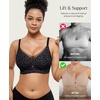 image:imagePopilush Womens Wireless Push Up Bra No Underwire Comfortable Supportive Mesh Crossover Bralette Seamless Everyday Tshirt BraLeopard Black