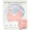 image:imagePopilush Womens Wireless Push Up Bra No Underwire Comfortable Supportive Mesh Crossover Bralette Seamless Everyday Tshirt BraPink
