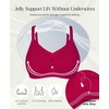 image:imagePopilush Womens Wireless Push Up Bra No Underwire Comfortable Supportive Mesh Crossover Bralette Seamless Everyday Tshirt BraRed