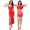 image:imagePopilush Shapewear Dress Bodycon Split Maxi Dress with Build in Shapewear 2025 Trending Dresses for WomenRedsquare Neck Dress