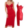 image:imagePopilush Shapewear Dress Deep V Neck Lace Cocktail Maxi Dresses for WomenRed Hot