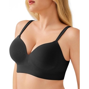 image:imagePopilush Push Up Bras for Women  Wireless Plus Size T Shirt Full Coverage Bra No Underwire Seamless BralettesBlack