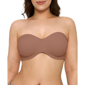 image:imagePopilush Strapless Bra Unlined Underwire No Padding AntiSlip Womens Bandeau Bra Light Support Everyday Bras ComfortableBrown  Unlined