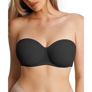 image:imagePopilush Strapless Bras for Women Sheer Mesh See Through Bra Non Slip Underwire Unlined No Padding Sexy ComfortableBlack
