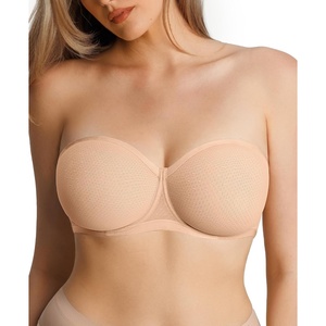 image:imagePopilush Strapless Bras for Women Sheer Mesh See Through Bra Non Slip Underwire Unlined No Padding Sexy ComfortableNude